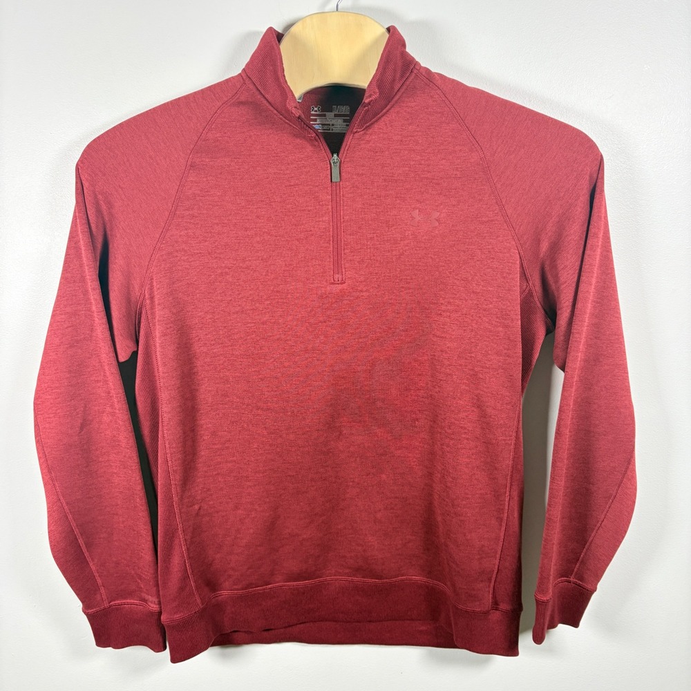 Under Armour Mens ColdGear Quarter Zip‎ Pullover Maroon Red Loose Fit XL